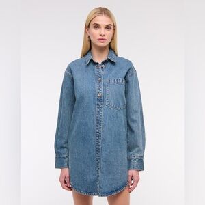 Abercrombie & Fitch Denim Mini Shirt Dress - Medium Wash